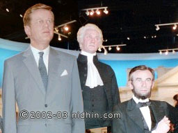 JFK, Abraham Lincoln at Madame Tussauds Madame Tussauds Wax Museum on 42nd street Times Square, New York - Popular Culture Trendsetters ~ Portraits of iconic celebrities and trendsetters
who helped shape each decade of the 20th
century are represented in vignettes
highlighted by the fashions, trends, news and fads of the era.